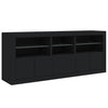 Skjenk med LED-lys svart 162x37x67 cm