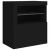 Skjenk med LED-lys svart 162x37x67 cm