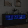 Skjenk med LED-lys svart 162x37x67 cm