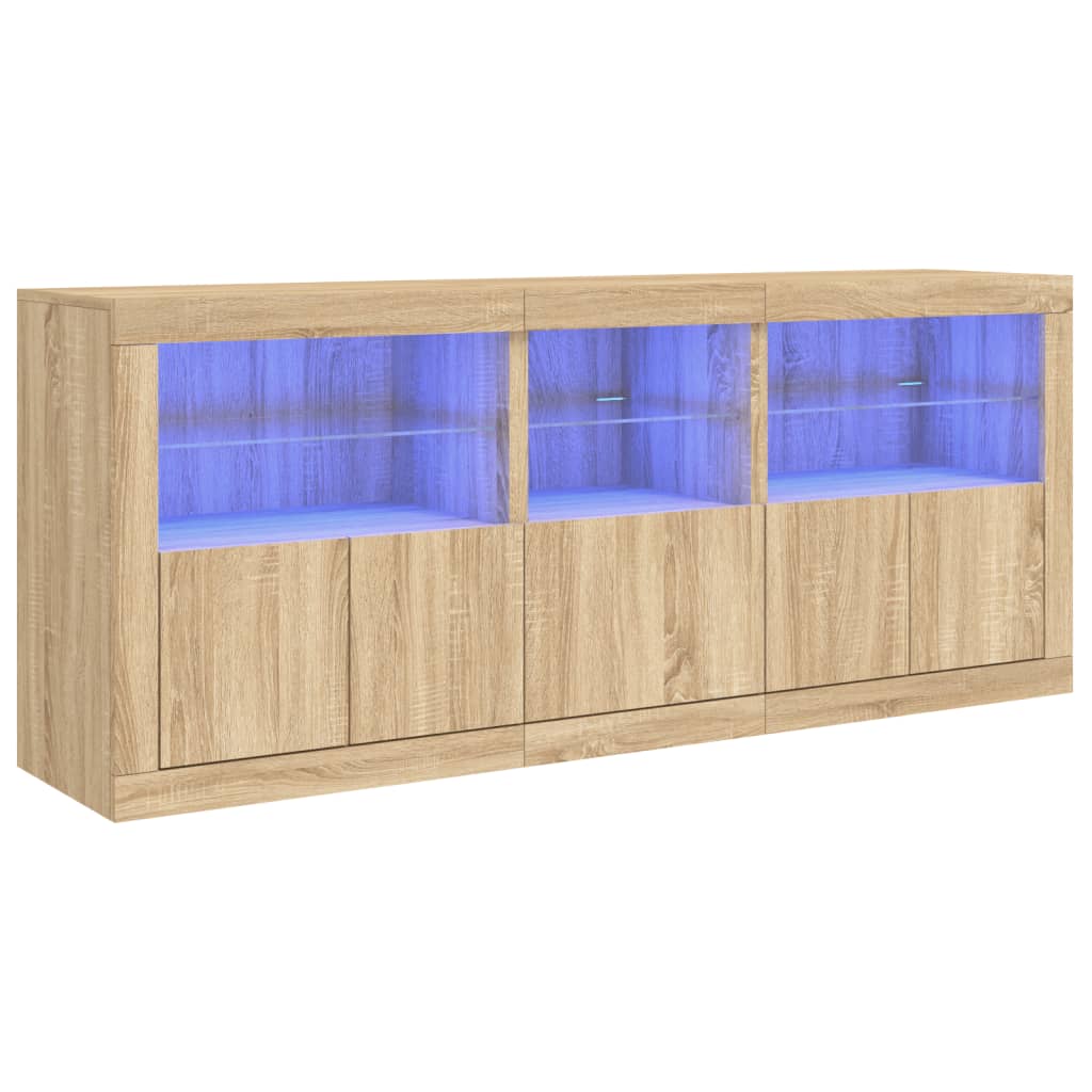 Skjenk med LED-lys sonoma eik 162x37x67 cm vidaXL