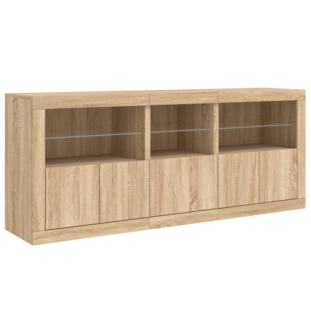 Skjenk med LED-lys sonoma eik 162x37x67 cm vidaXL