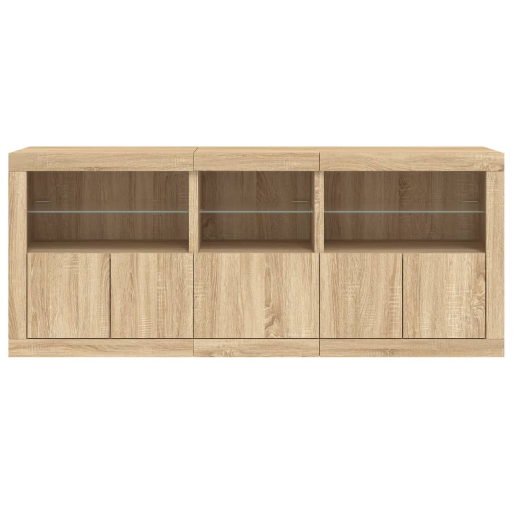 Skjenk med LED-lys sonoma eik 162x37x67 cm vidaXL