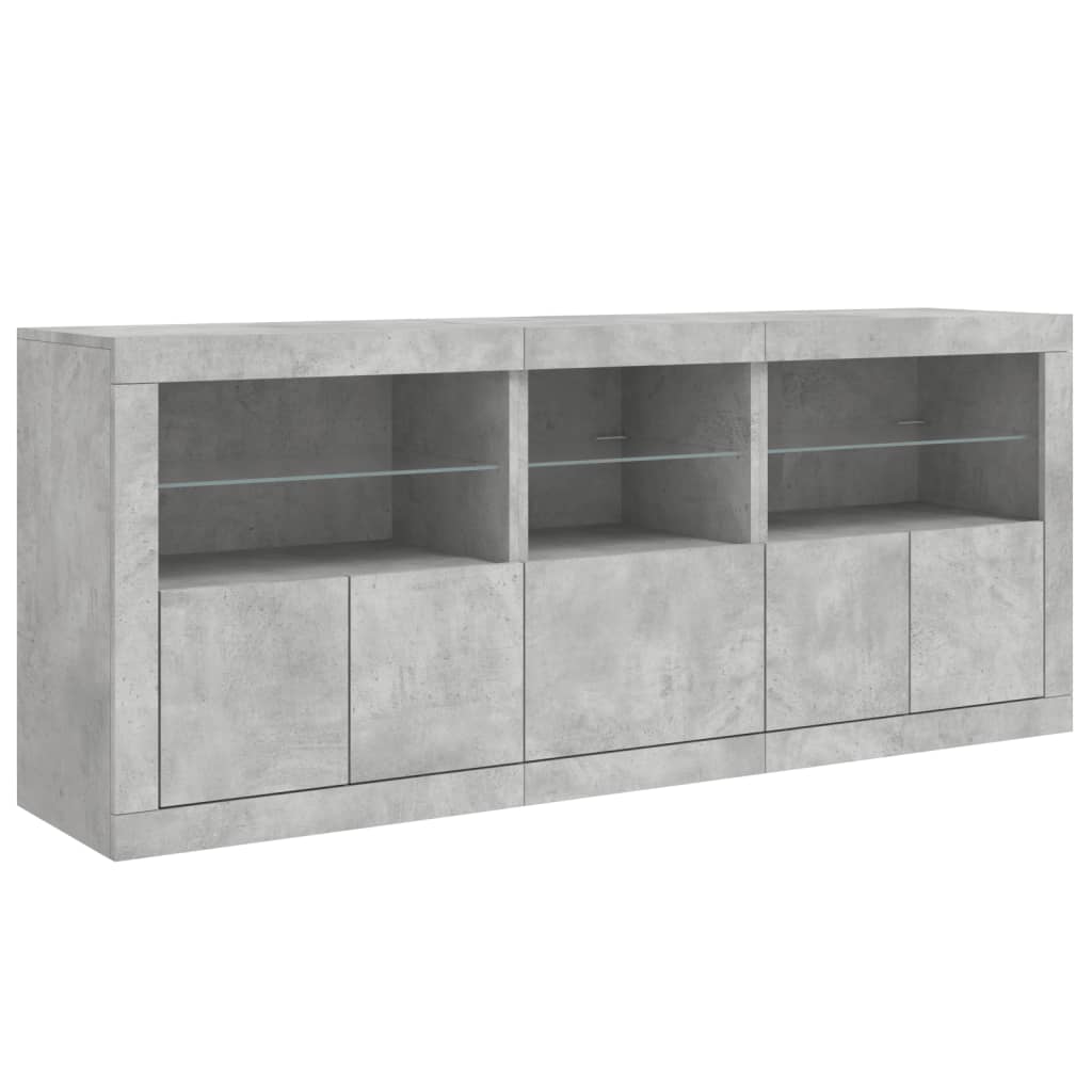 Skjenk med LED-lys betonggrå 162x37x67 cm vidaXL