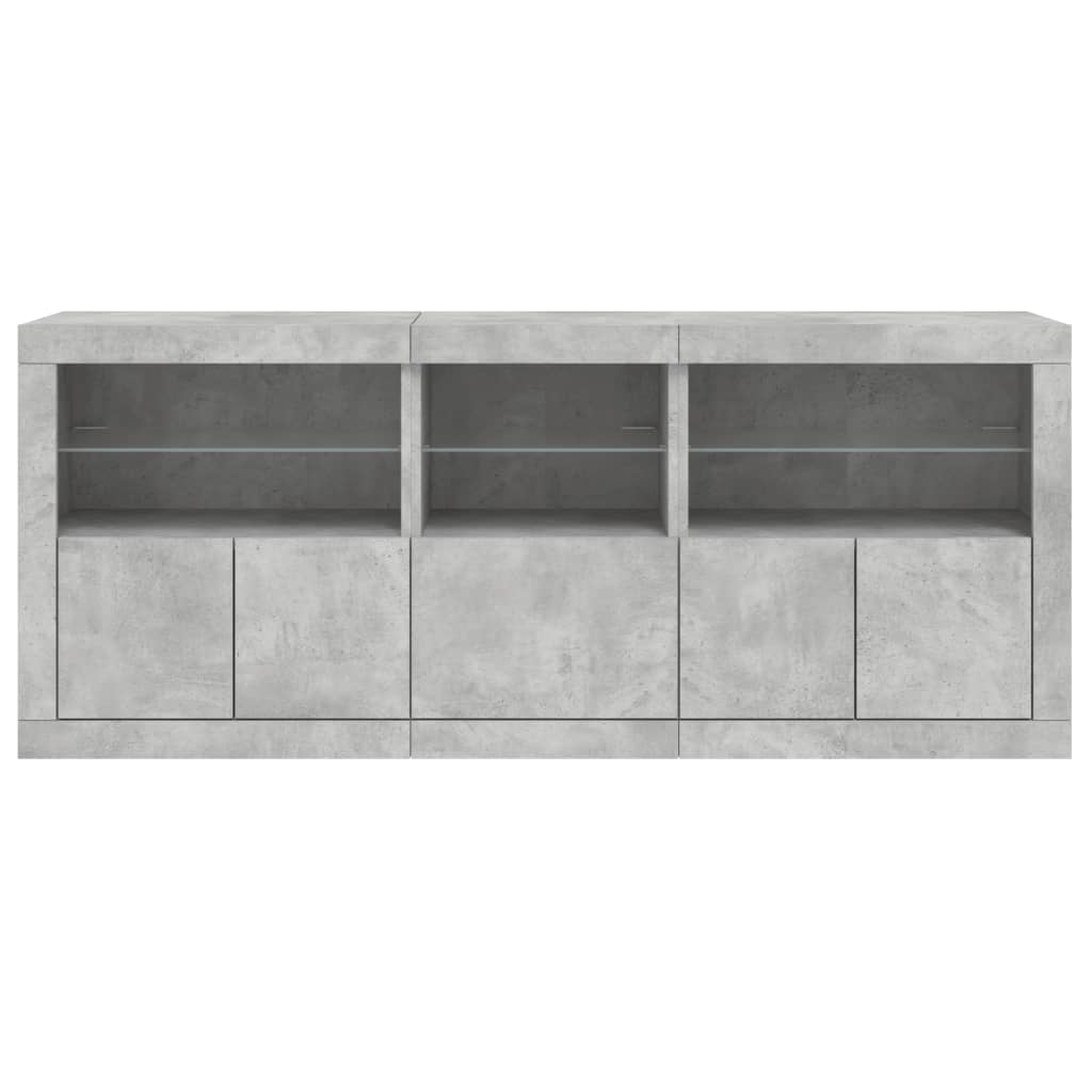 Skjenk med LED-lys betonggrå 162x37x67 cm vidaXL