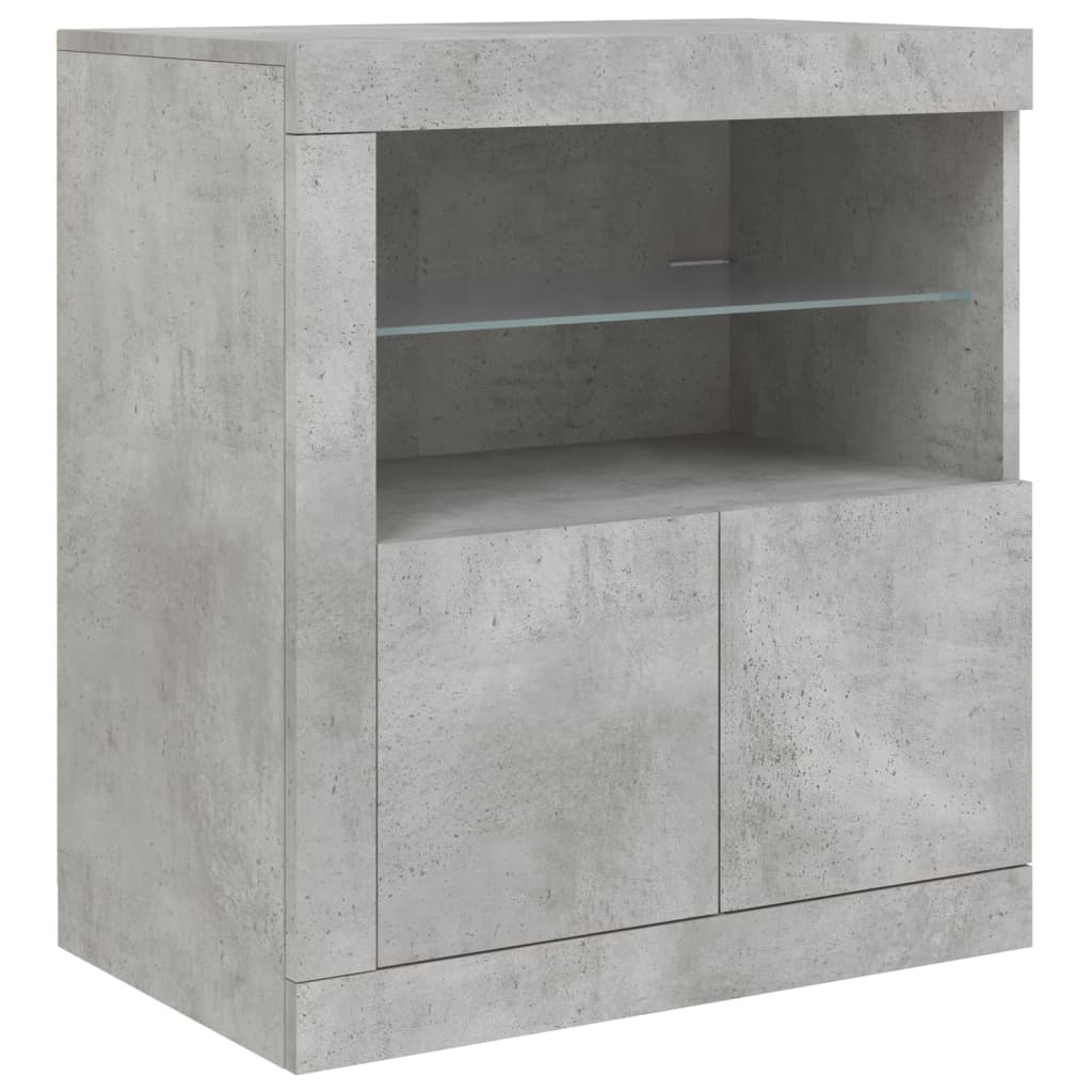 Skjenk med LED-lys betonggrå 162x37x67 cm vidaXL