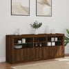 Skjenk med LED-lys brun eik 162x37x67 cm