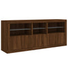 Skjenk med LED-lys brun eik 162x37x67 cm