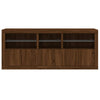 Skjenk med LED-lys brun eik 162x37x67 cm