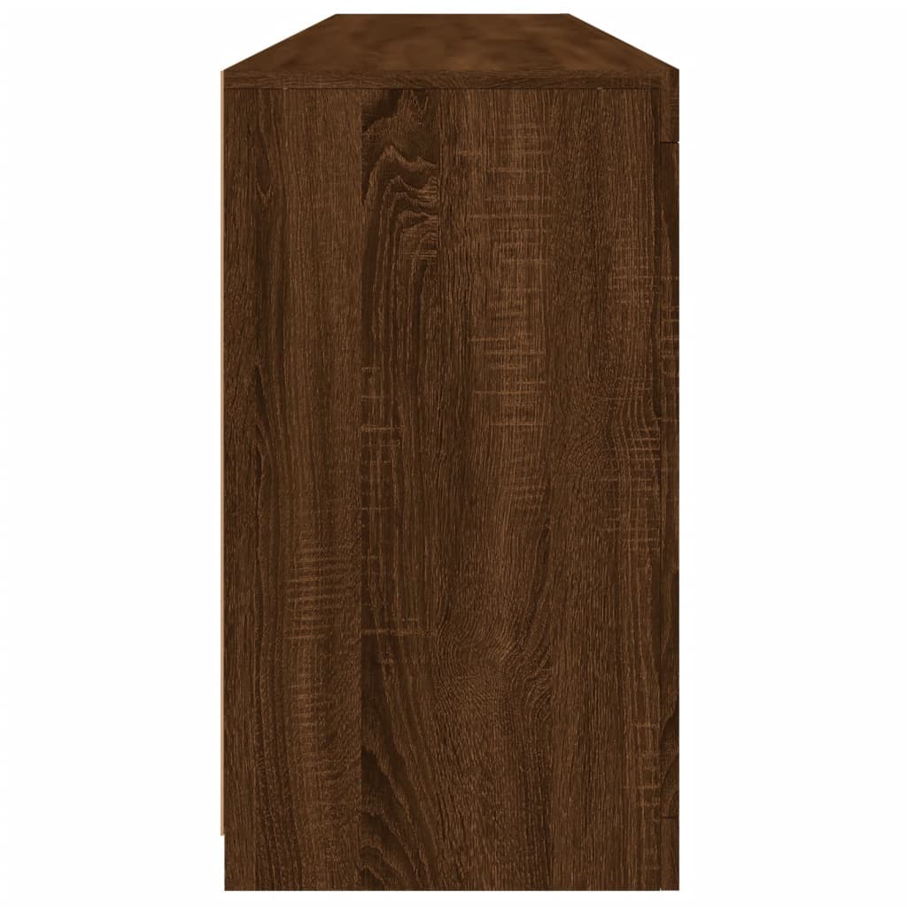 Skjenk med LED-lys brun eik 162x37x67 cm