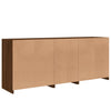Skjenk med LED-lys brun eik 162x37x67 cm