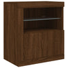 Skjenk med LED-lys brun eik 162x37x67 cm
