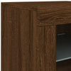Skjenk med LED-lys brun eik 162x37x67 cm