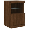 Skjenk med LED-lys brun eik 162x37x67 cm