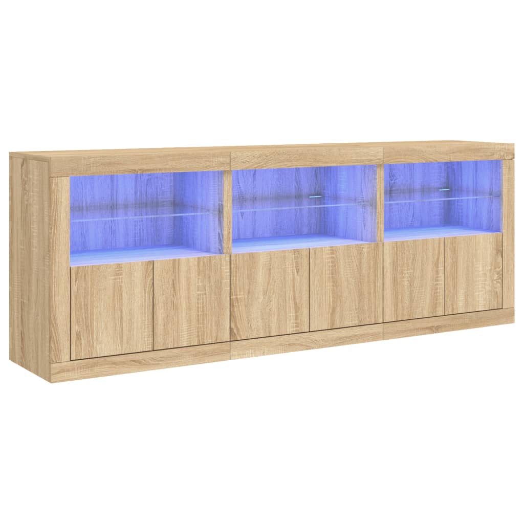 Skjenk med LED-lys sonoma eik 181,5x37x67 cm vidaXL