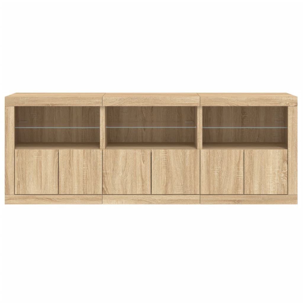 Skjenk med LED-lys sonoma eik 181,5x37x67 cm vidaXL