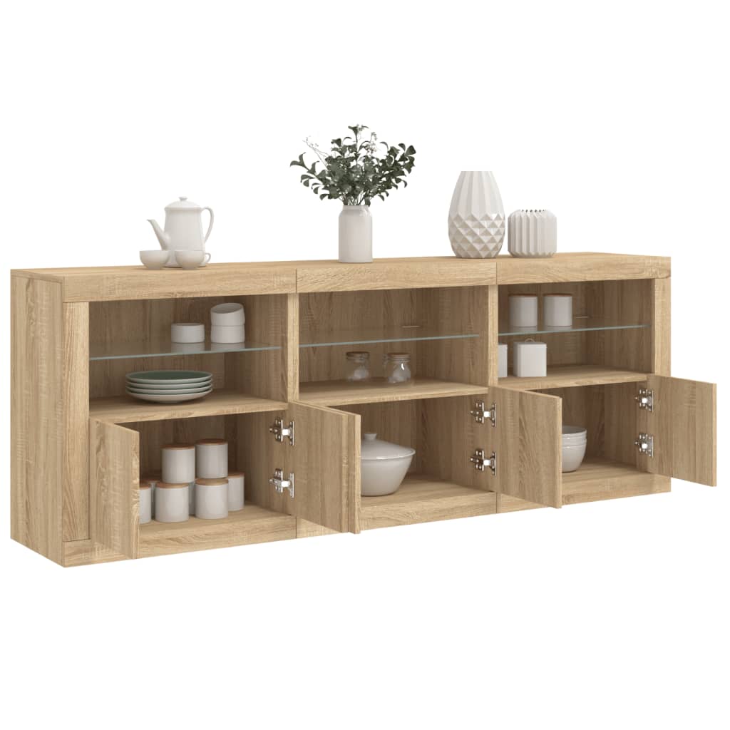 Skjenk med LED-lys sonoma eik 181,5x37x67 cm vidaXL