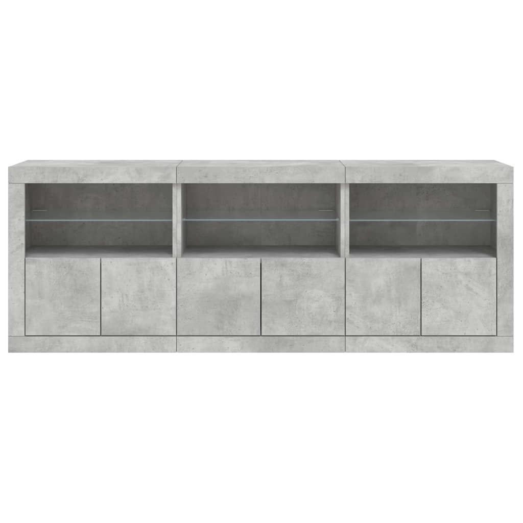 Skjenk med LED-lys betonggrå 181,5x37x67 cm vidaXL