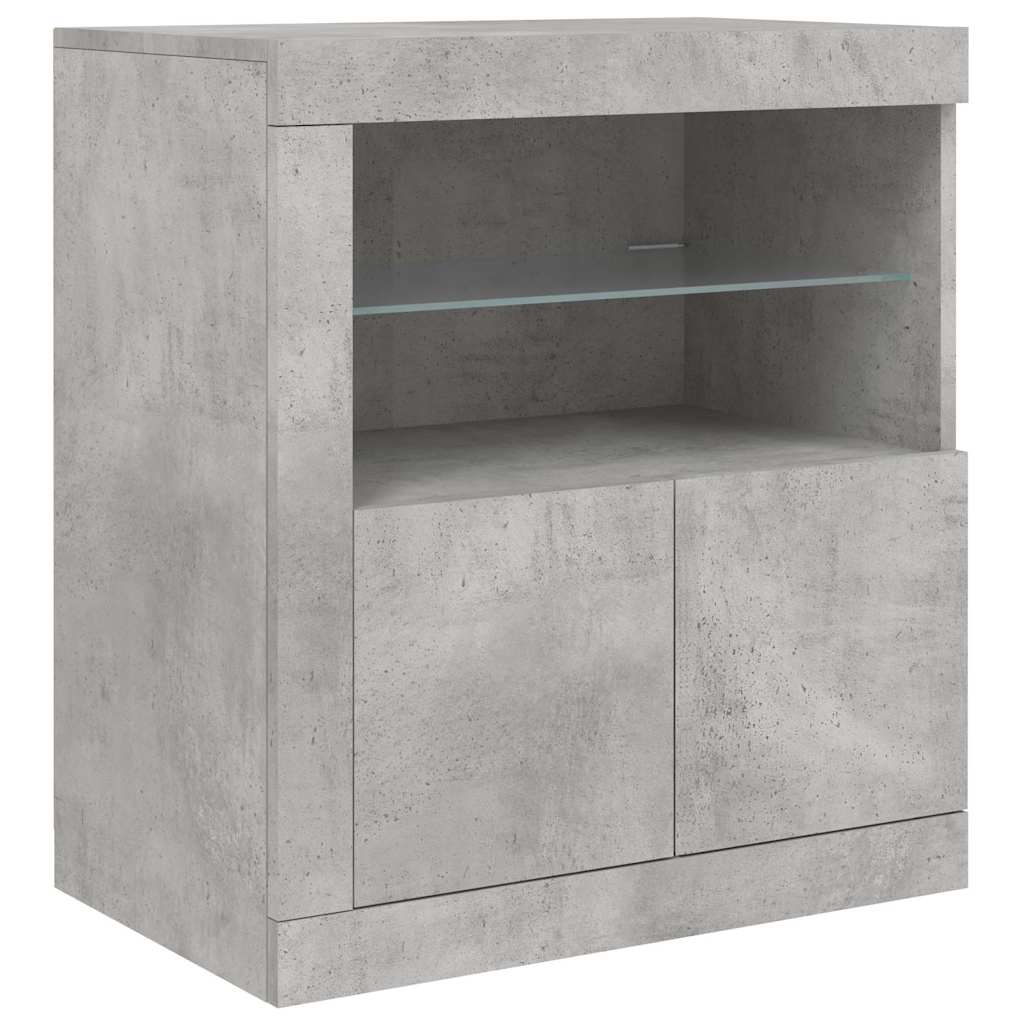 Skjenk med LED-lys betonggrå 181,5x37x67 cm vidaXL