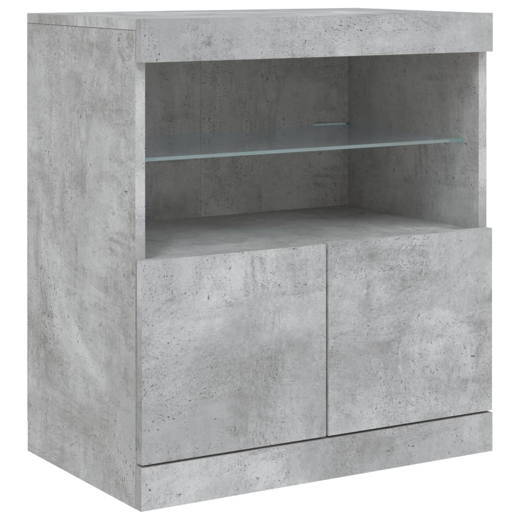 Skjenk med LED-lys betonggrå 181,5x37x67 cm vidaXL