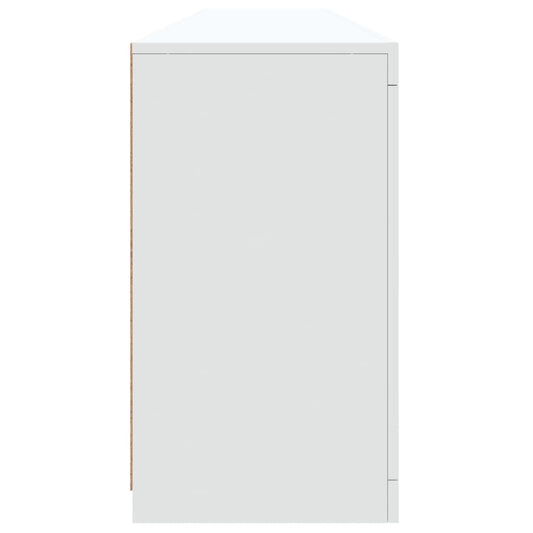 Skjenk med LED-lys hvit 202x37x67 cm