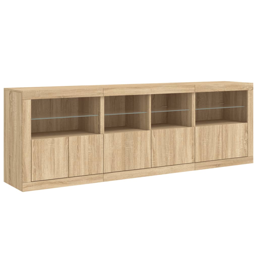 Skjenk med LED-lys sonoma eik 202x37x67 cm vidaXL