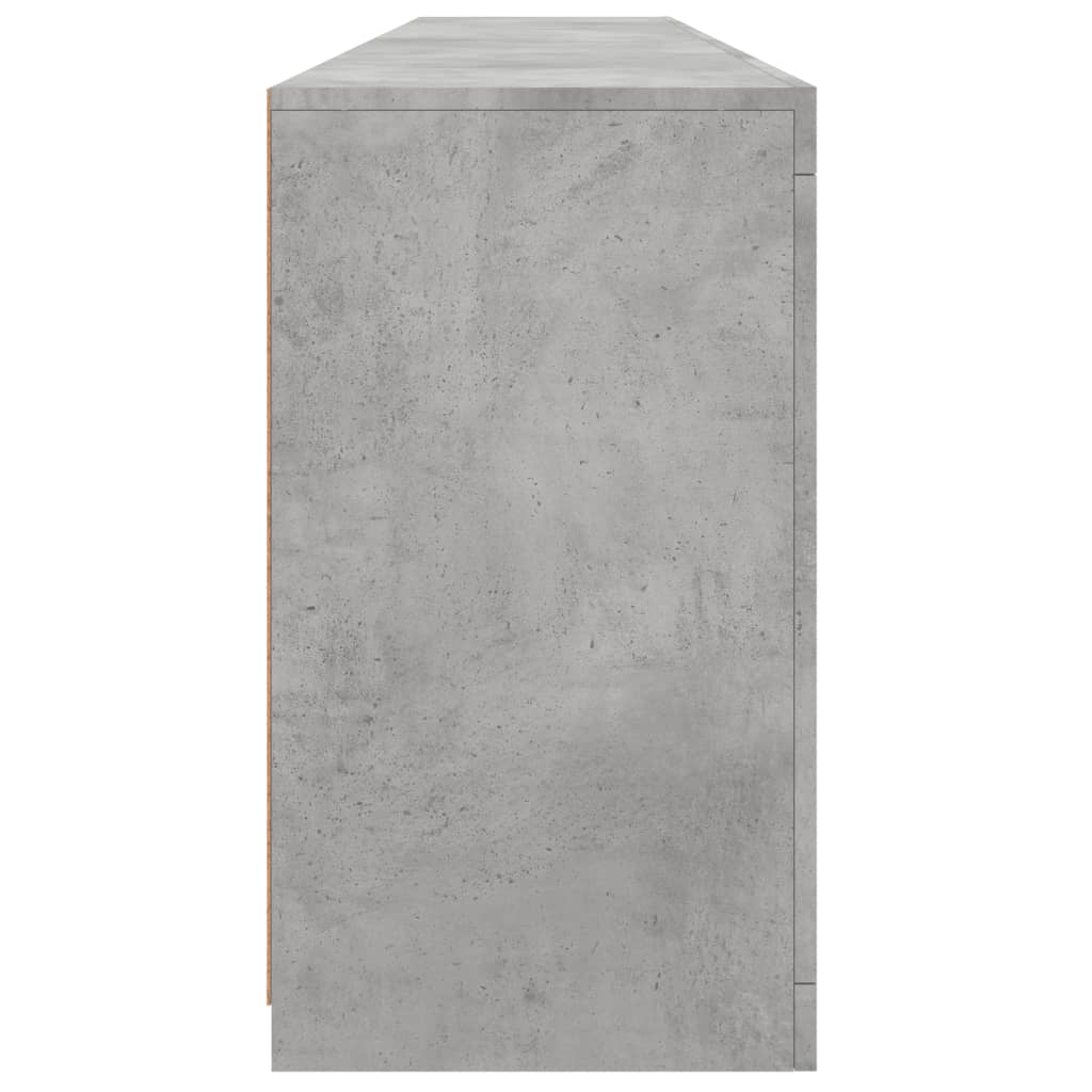 Skjenk med LED-lys betonggrå 202x37x67 cm vidaXL