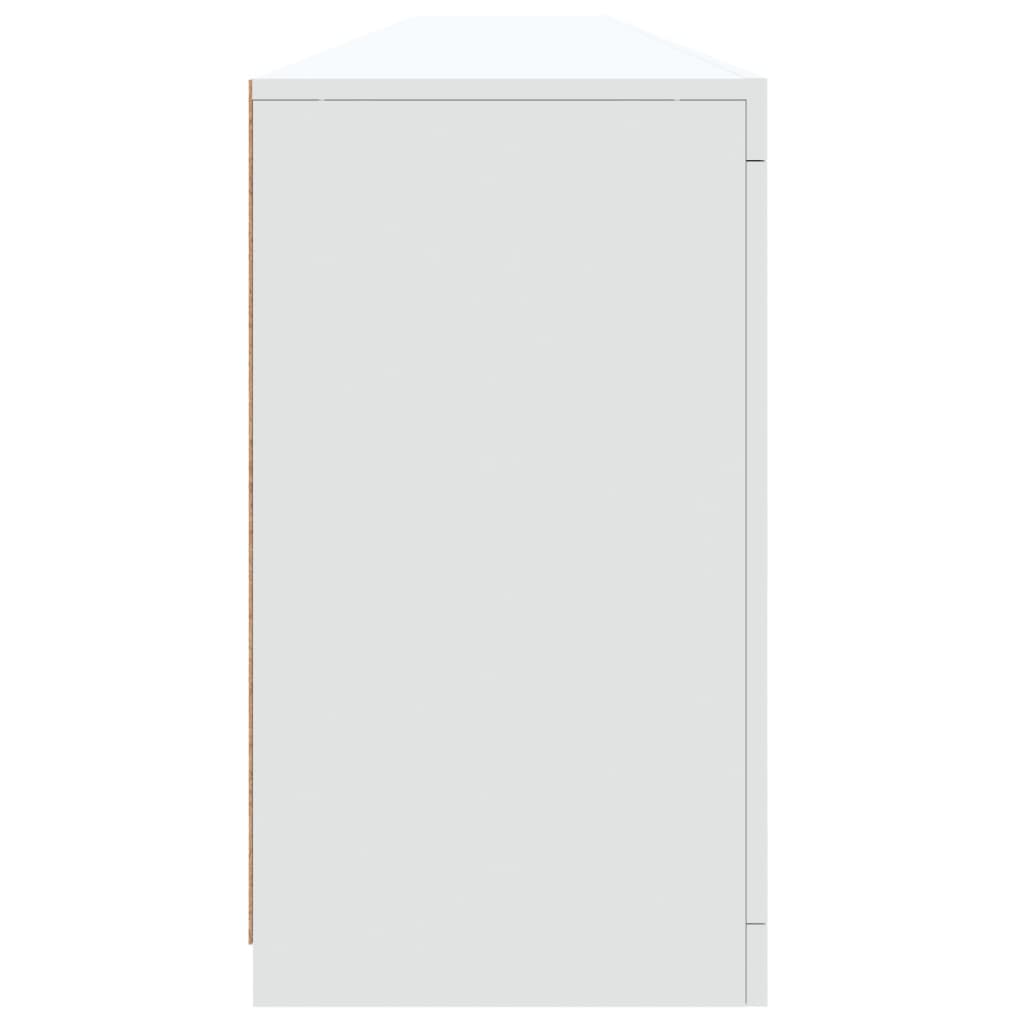 Skjenk med LED-lys hvit 283x37x67 cm