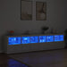 Skjenk med LED-lys hvit 283x37x67 cm