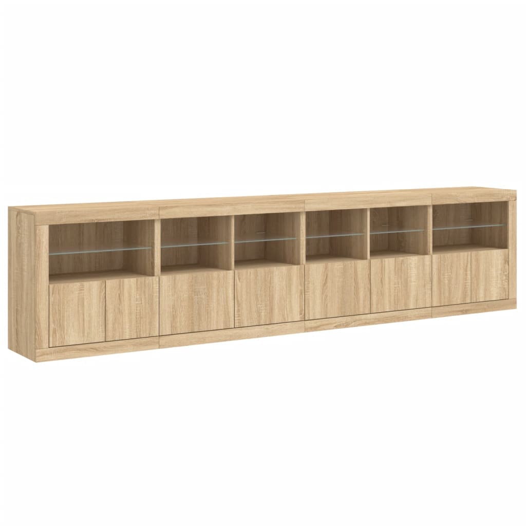 Skjenk med LED-lys sonoma eik 283x37x67 cm vidaXL