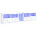 Skjenk med LED-lys hvit 283x37x67 cm