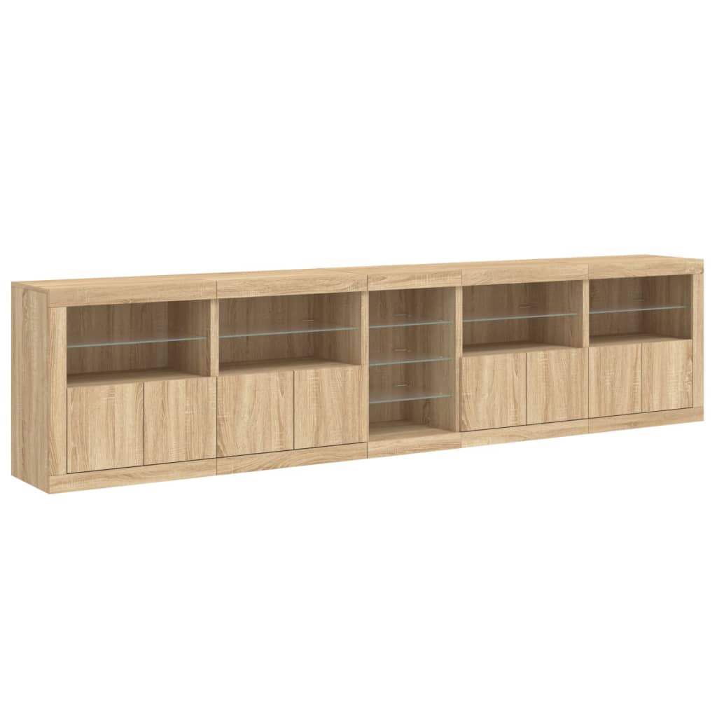 Skjenk med LED-lys sonoma eik 283x37x67 cm vidaXL