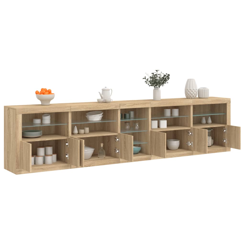 Skjenk med LED-lys sonoma eik 283x37x67 cm vidaXL