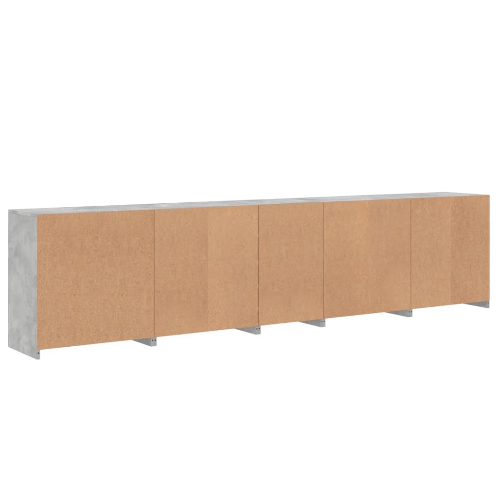 Skjenk med LED-lys betonggrå 283x37x67 cm vidaXL