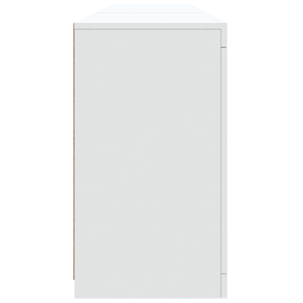 Skjenk med LED-lys hvit 162x37x67 cm