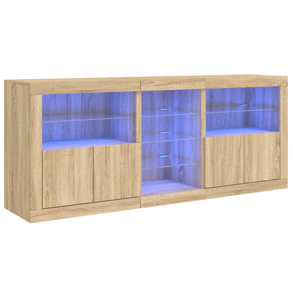 Skjenk med LED-lys sonoma eik 162x37x67 cm vidaXL