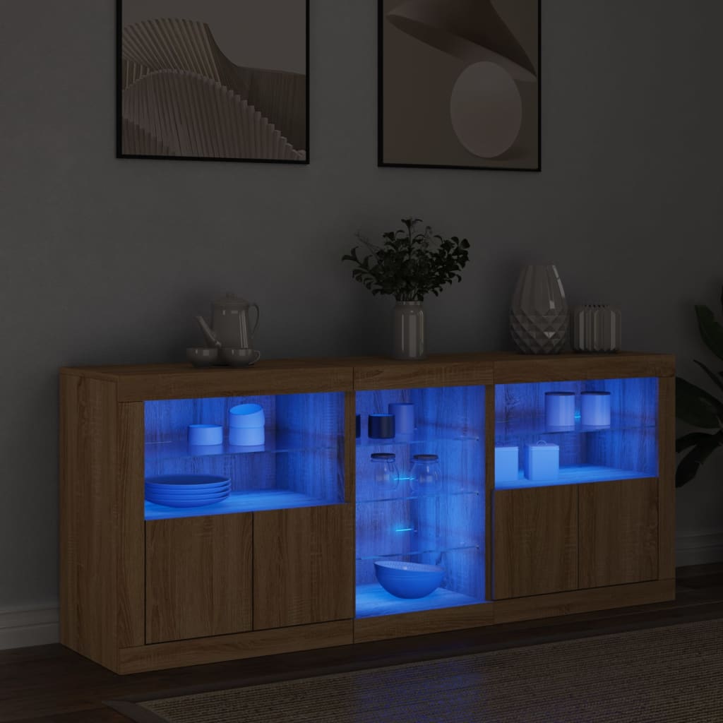 Skjenk med LED-lys sonoma eik 162x37x67 cm vidaXL