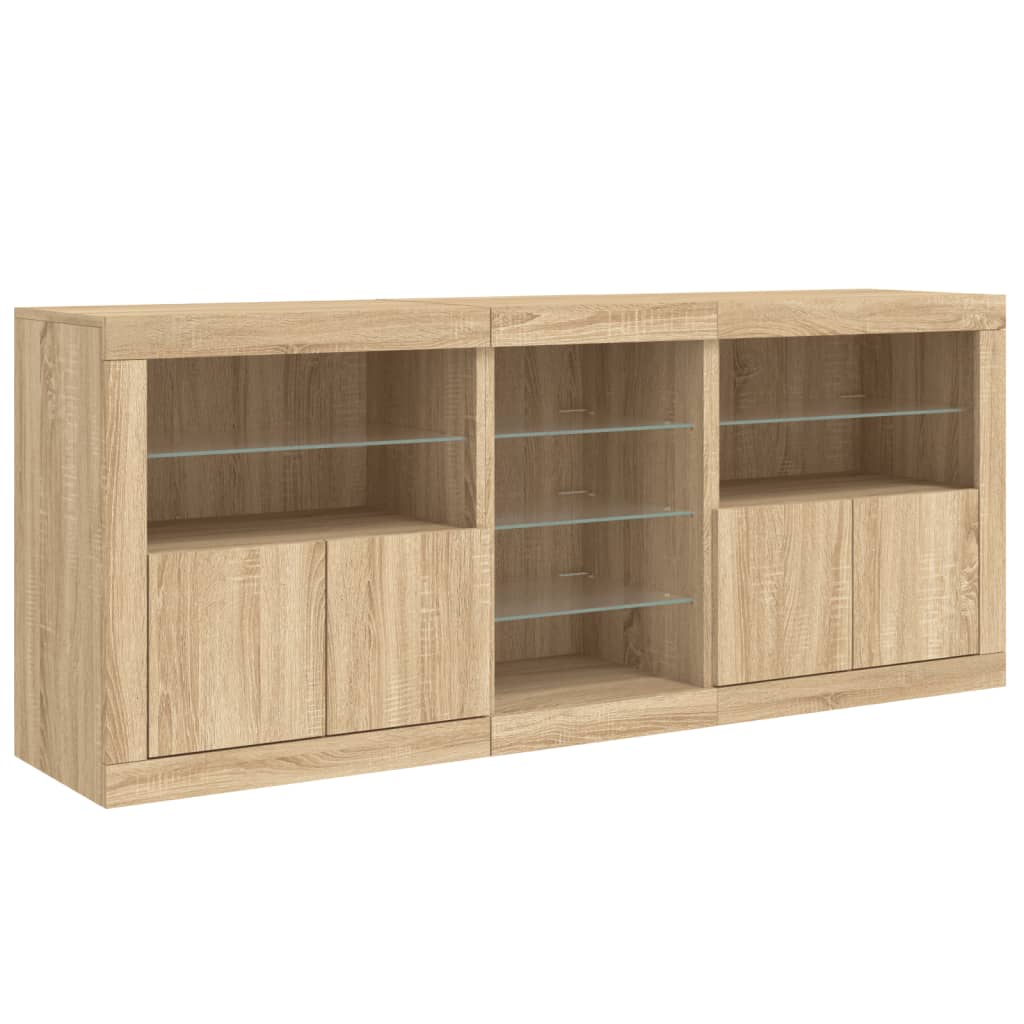 Skjenk med LED-lys sonoma eik 162x37x67 cm vidaXL