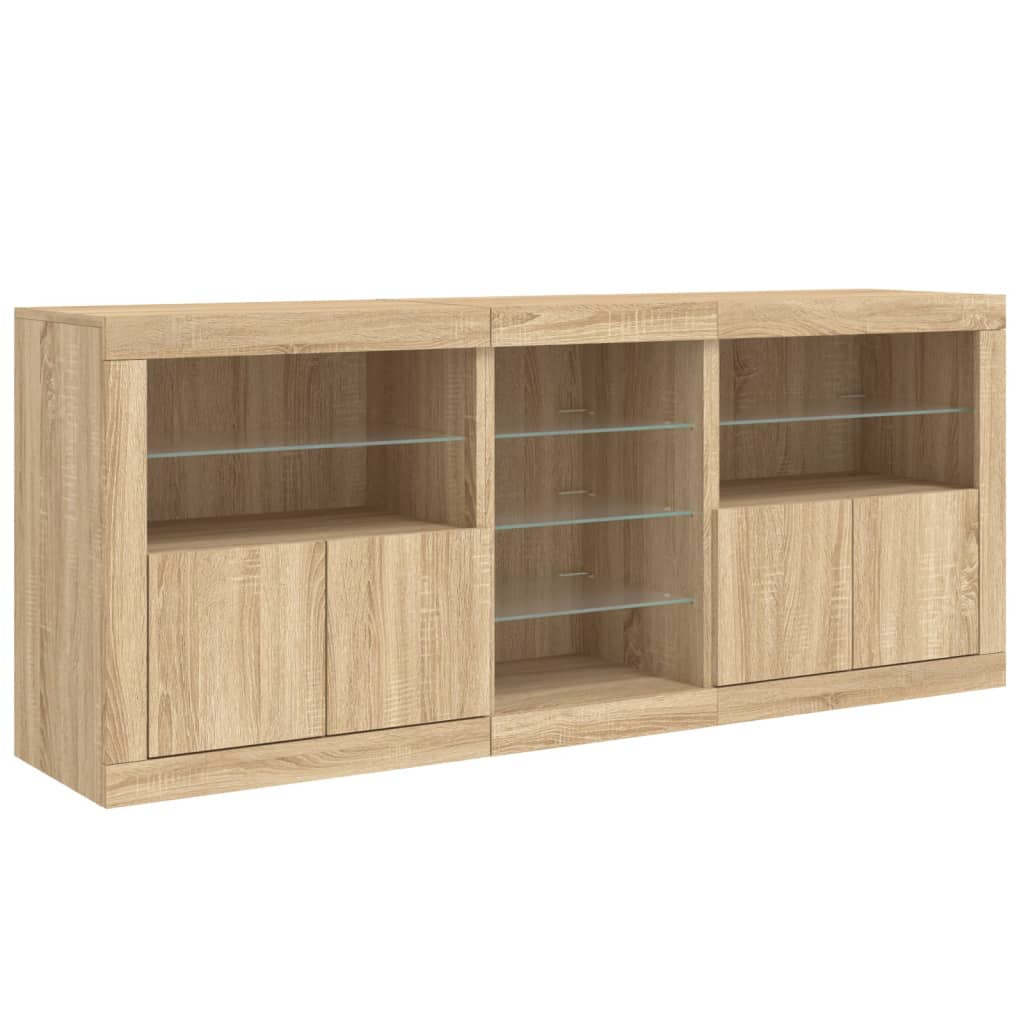 Skjenk med LED-lys sonoma eik 181,5x37x67 cm vidaXL