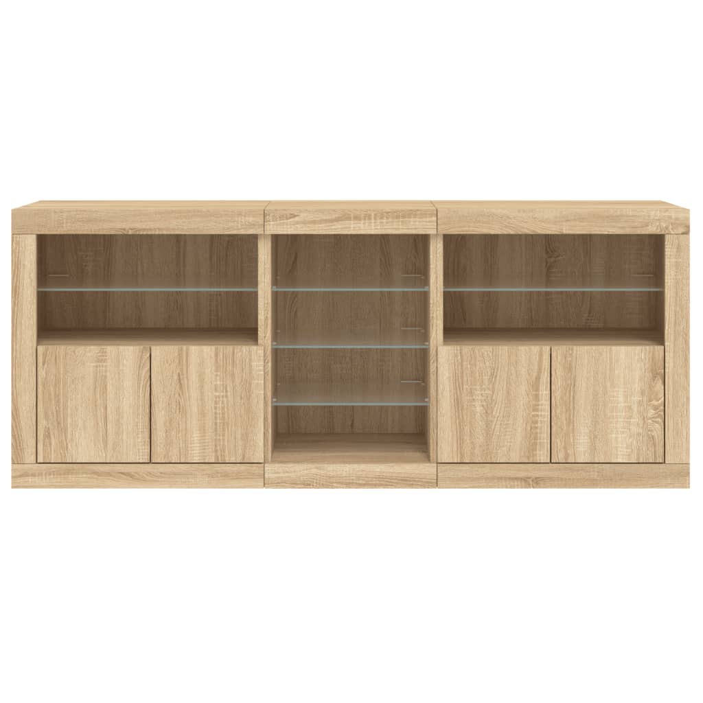 Skjenk med LED-lys sonoma eik 181,5x37x67 cm vidaXL