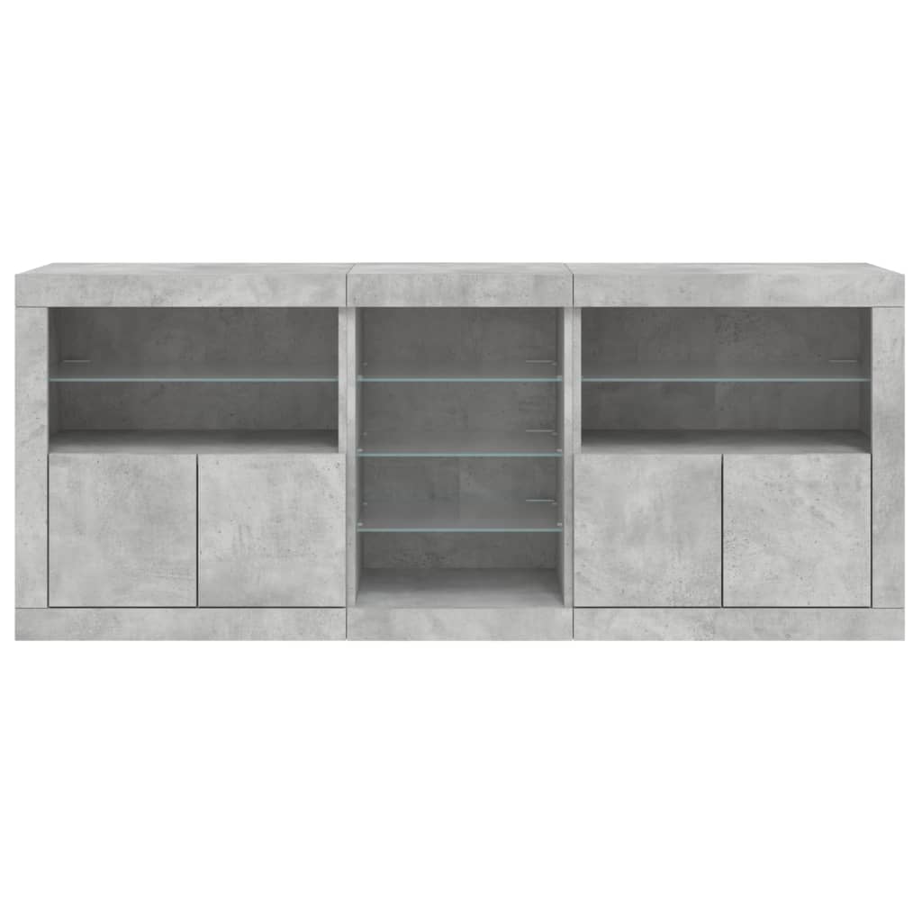 Skjenk med LED-lys betonggrå 181,5x37x67 cm vidaXL