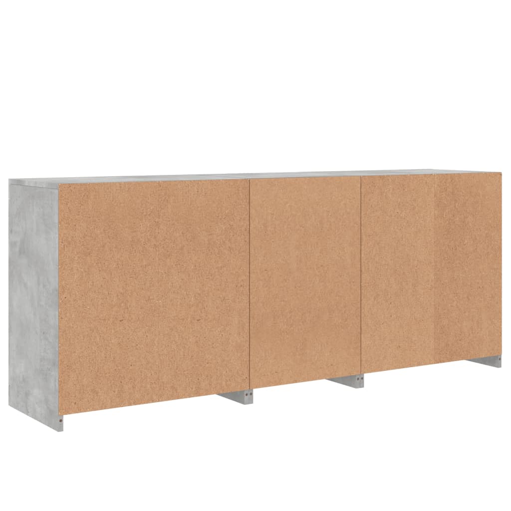 Skjenk med LED-lys betonggrå 181,5x37x67 cm vidaXL