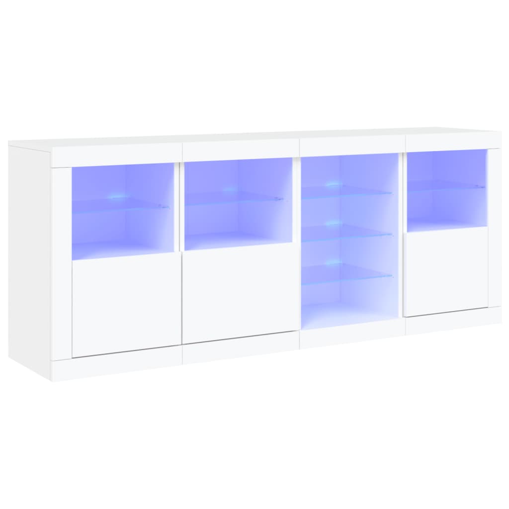 Skjenk med LED-lys hvit 164x37x67 cm