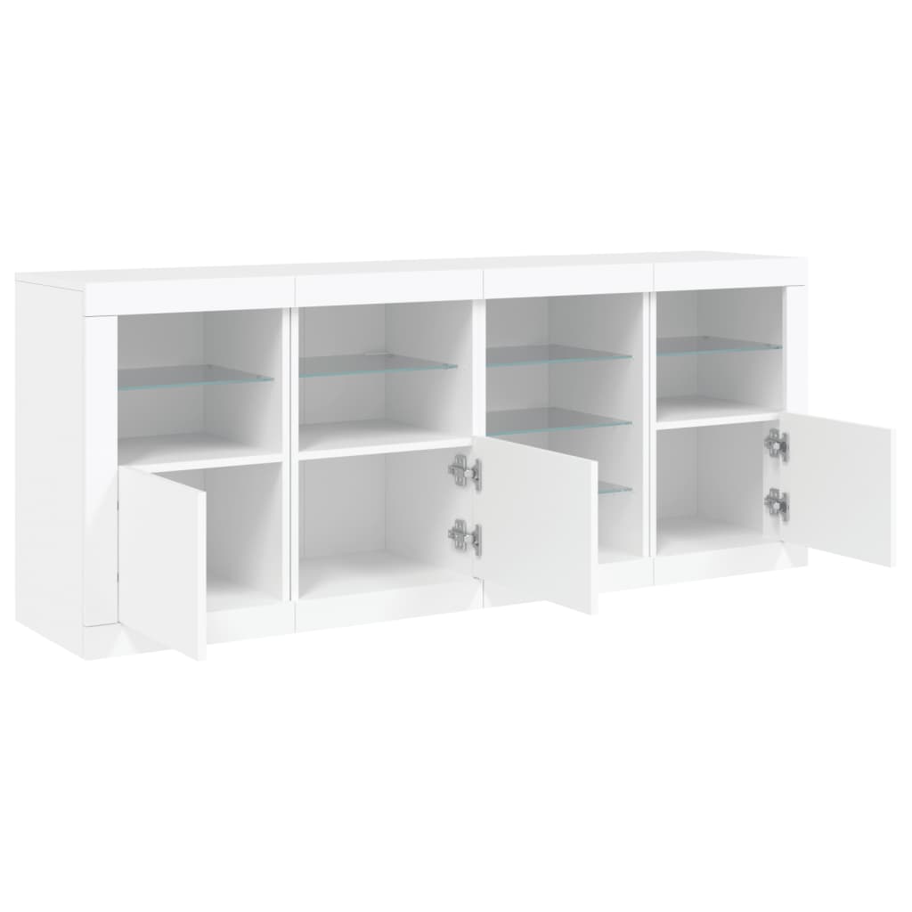 Skjenk med LED-lys hvit 164x37x67 cm