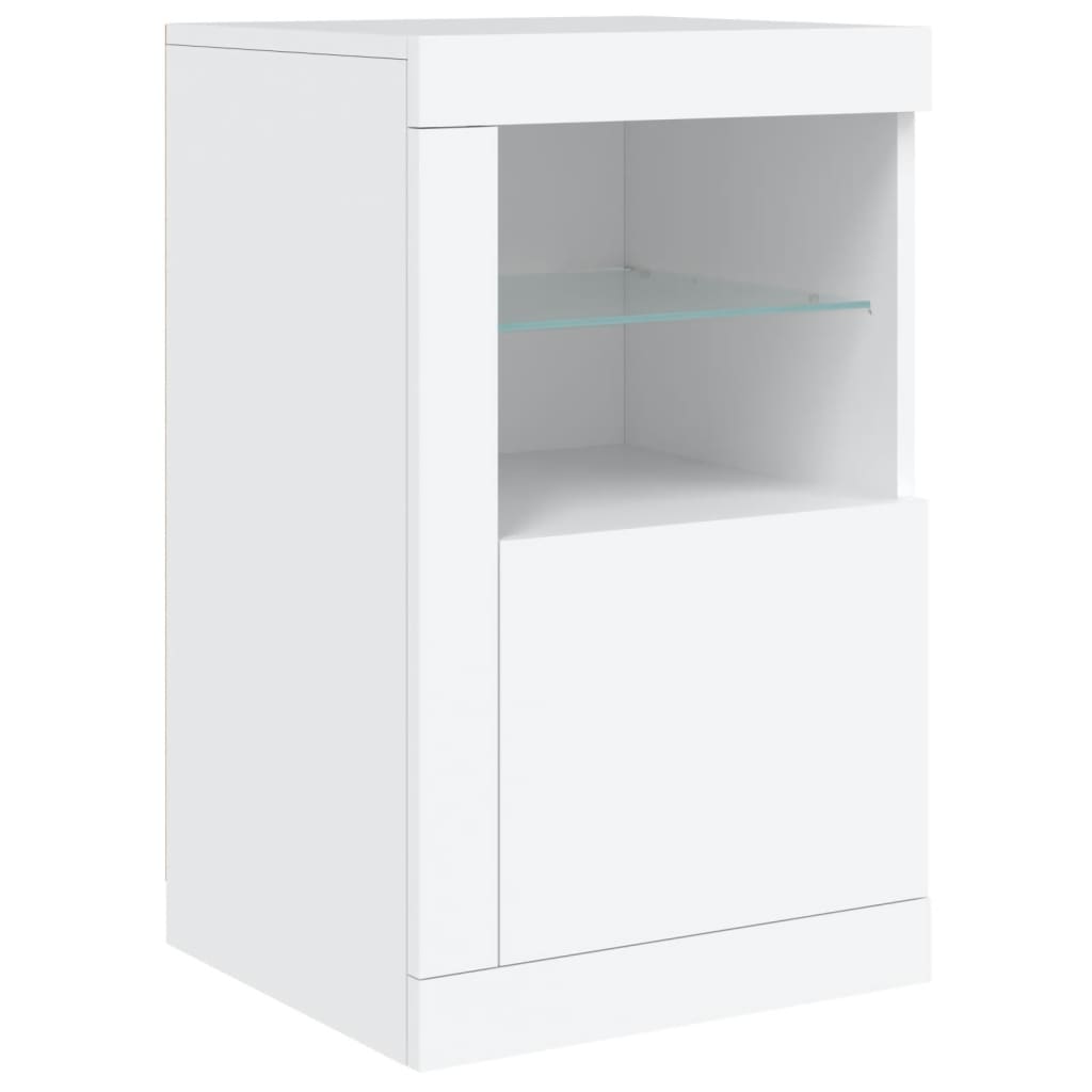 Skjenk med LED-lys hvit 164x37x67 cm