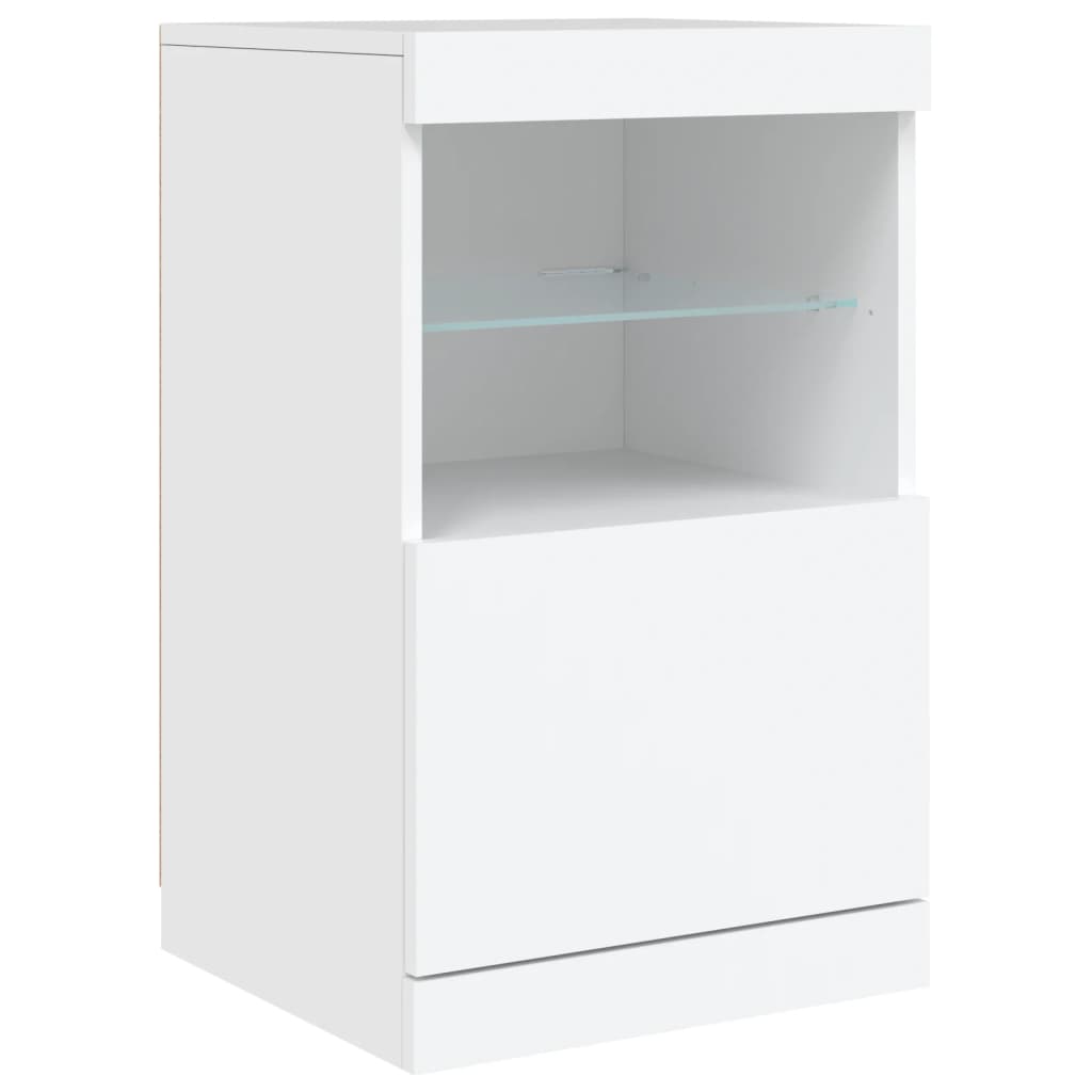 Skjenk med LED-lys hvit 164x37x67 cm