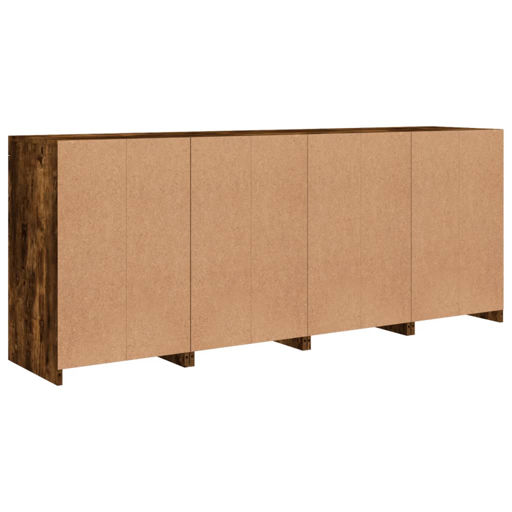 Skjenk med LED-lys røkt eik 164x37x67 cm
