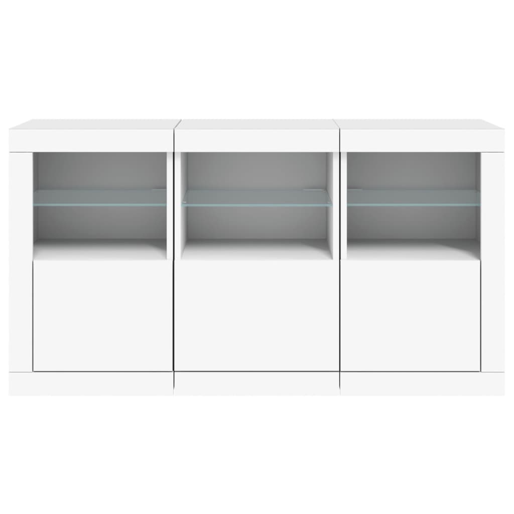 Skjenk med LED-lys hvit 123x37x67 cm