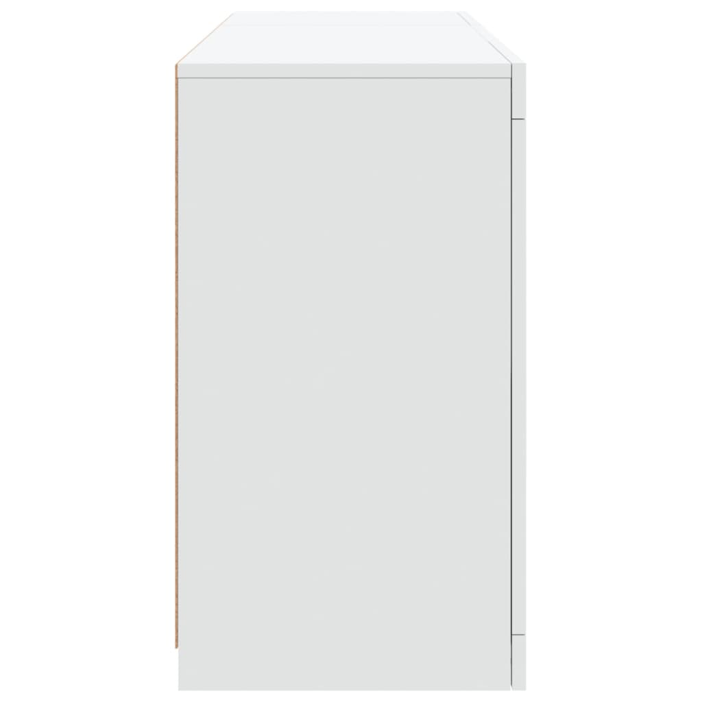 Skjenk med LED-lys hvit 123x37x67 cm