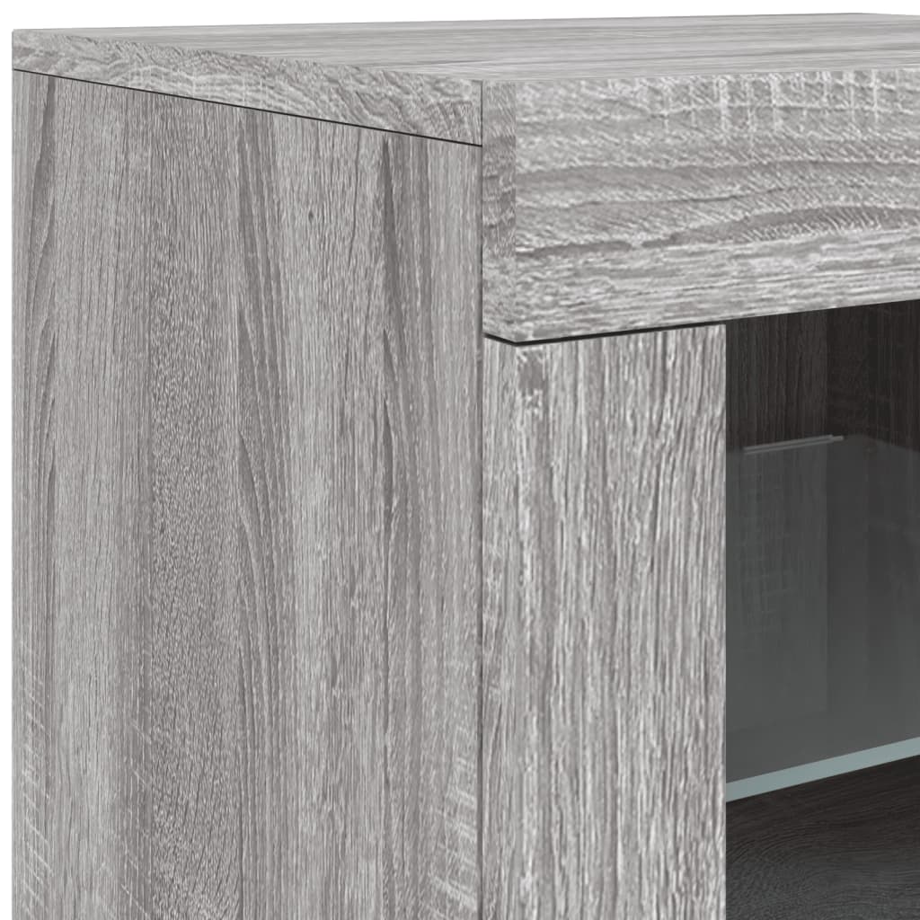 Skjenk med LED-lys grå sonoma 123x37x67 cm