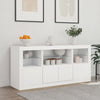 Skjenk med LED-lys hvit 142,5x37x67 cm